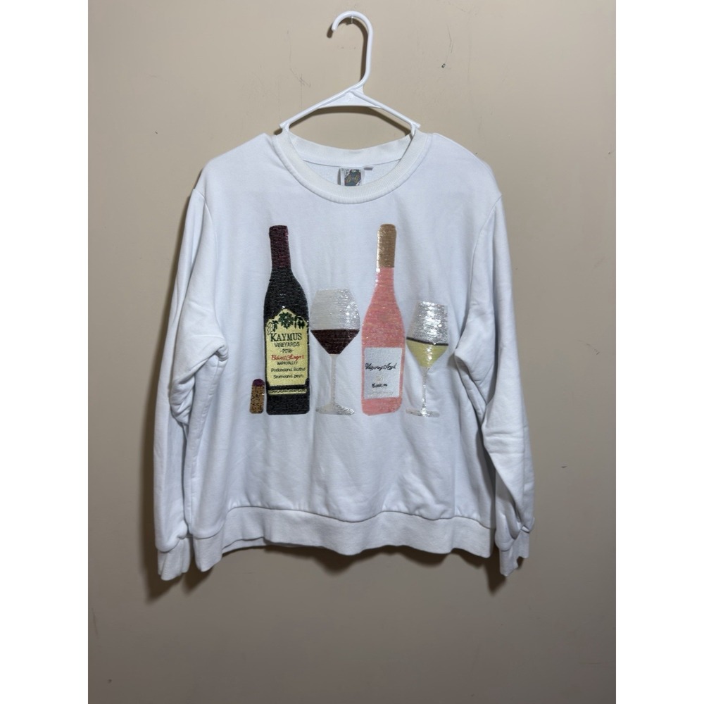 Queen Of Sparkles Wine Sweatshirt Ros Sequins Bottles Medium